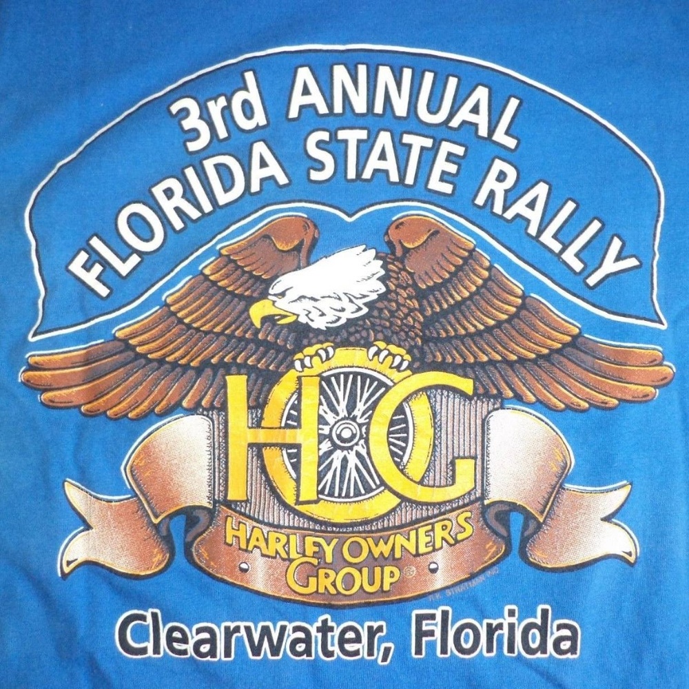 HARLEY DAVIDSON Tshirt L HOG 1992 Rally Around Bay - Picture 5 of 6